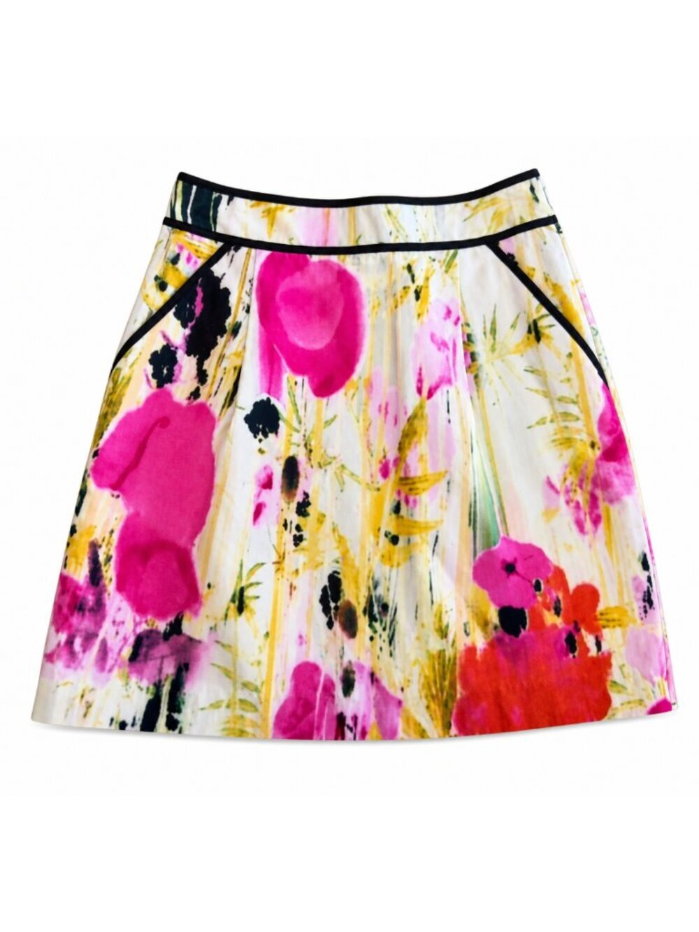 Anthropologie Tabitha Floral Mini Skirt, 0, 100% Cotton, Fully Lined, Pockets